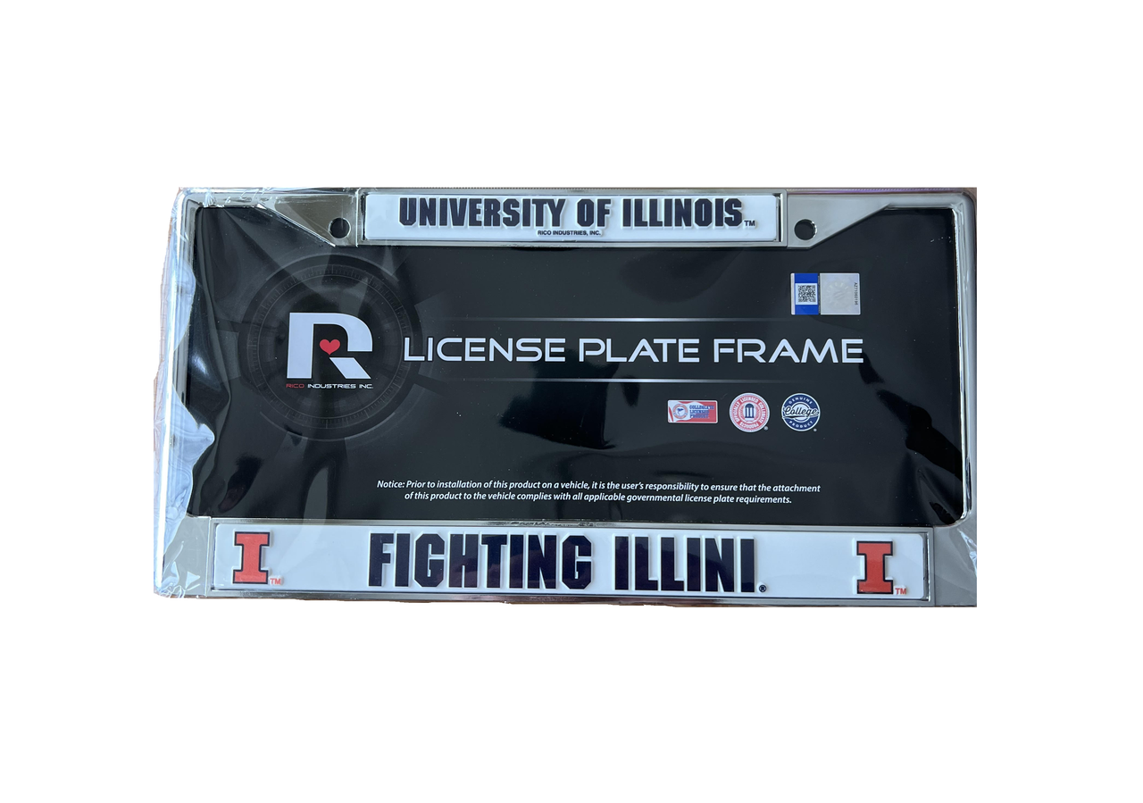 Illinois Fighting Illini License Plate Frame Chrome