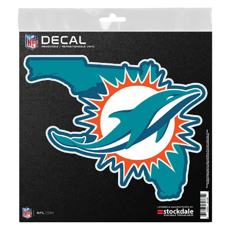 Miami Dolphins Decal 6x6 All Surface State Shape