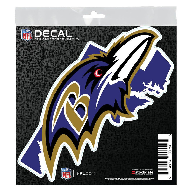 Baltimore Ravens Decal 6x6 All Surface State Shape