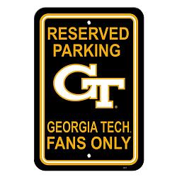 Georgia Tech Yellow Jackets Sign - Plastic - Reserved Parking - 12 in x 18 in