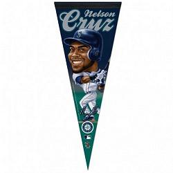 Seattle Mariners Pennant 12x30 Premium Style Nelson Cruz Caricature Design