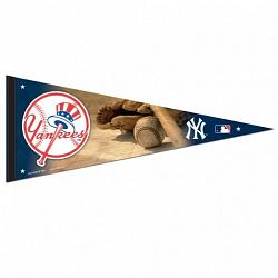 New York Yankees Pennant 12x30 Premium Style Ball and Glove Design Alternate