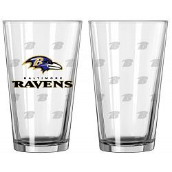 Baltimore Ravens Satin Etch Pint Glass Set