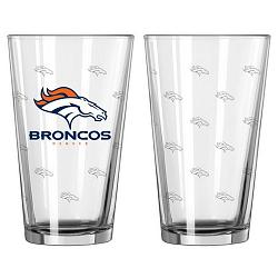 Denver Broncos Satin Etch Pint Glass Set