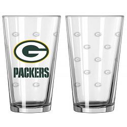 Green Bay Packers Satin Etch Pint Glass Set