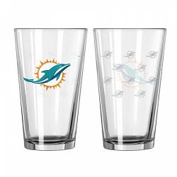 Miami Dolphins Glass Pint Satin Etch 2 Piece Set