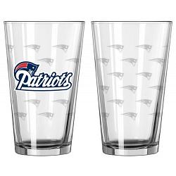 New England Patriots Satin Etch Pint Glass Set