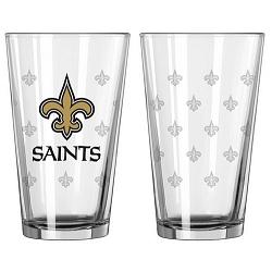 New Orleans Saints Satin Etch Pint Glass Set