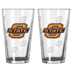 Oklahoma State Cowboys Glass Pint Satin Etch 2 Piece Set