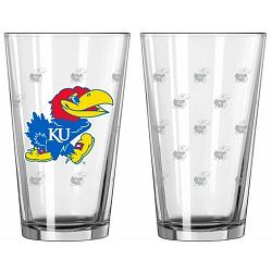 Kansas Jayhawks Glass Pint Satin Etch 2 Piece Set