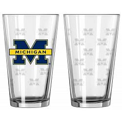 Michigan Wolverines Glass Pint Satin Etch 2 Piece Set