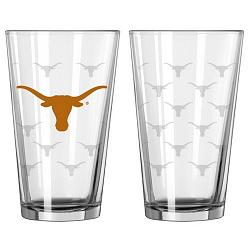 Texas Longhorns Glass Pint Satin Etch 2 Piece Set