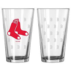 Boston Red Sox Glass Pint Satin Etch 2 Piece Set