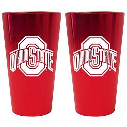 Ohio State Buckeyes Glass Pint Lusterware Style Set of 2