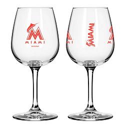 Miami Marlins Glass 12oz Wine Game Day