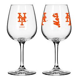 New York Mets Glass 12oz Wine Game Day