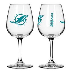 Miami Dolphins Glass 12oz Wine Game Day