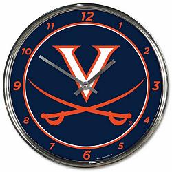 Virginia Cavaliers Clock Round Wall Style Chrome