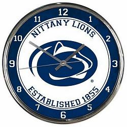 Penn State Nittany Lions Clock Round Wall Style Chrome