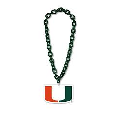 Miami Hurricanes Necklace Big Fan Chain