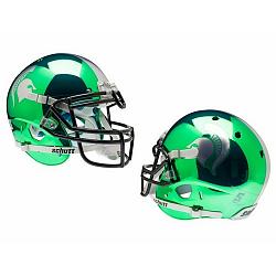 Michigan State Spartans Schutt XP Authentic Full Size Helmet - Chrome Kelly Green Alternative Helmet 2