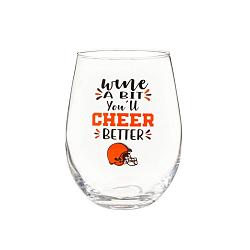 Cleveland Browns Glass 17oz Wine Stemless Boxed