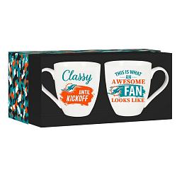 Miami Dolphins Coffee Mug 17oz Ceramic 2 Piece Set with Gift Box