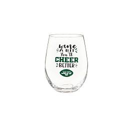 New York Jets Glass 17oz Wine Stemless Boxed