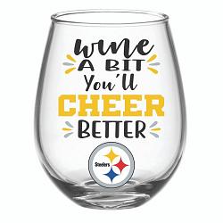 Evergreen Enterprises Pittsburgh Steelers Glass 17oz Wine Stemless Boxed