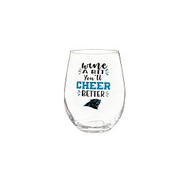 Carolina Panthers Glass 17oz Wine Stemless Boxed