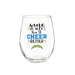 Los Angeles Chargers Glass 17oz Wine Stemless Boxed