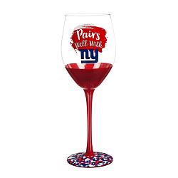 New York Giants Glass 17oz Wine Stemmed Boxed