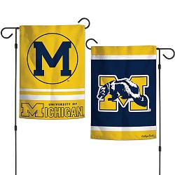 Michigan Wolverines Flag 12x18 Garden Style 2 Sided College Vault Design