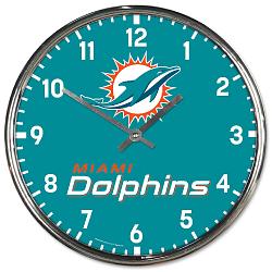 Miami Dolphins Round Chrome Wall Clock