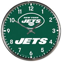 New York Jets Round Chrome Wall Clock