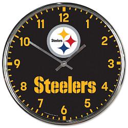 Pittsburgh Steelers Round Chrome Wall Clock