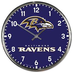 Baltimore Ravens Round Chrome Wall Clock