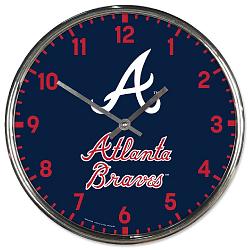 Atlanta Braves Clock Round Wall Style Chrome