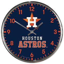 Houston Astros Clock Round Wall Style Chrome