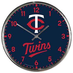 Minnesota Twins Clock Round Wall Style Chrome