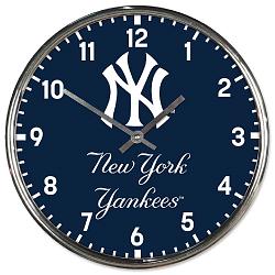 New York Yankees Round Chrome Wall Clock