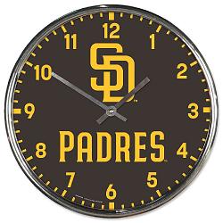 San Diego Padres Clock Round Wall Style Chrome