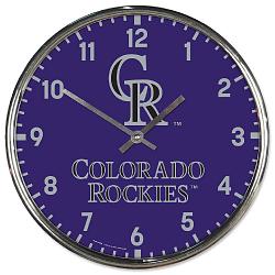 Colorado Rockies Clock Round Wall Style Chrome