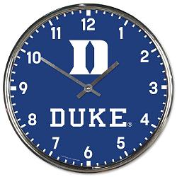 Duke Blue Devils Clock Round Wall Style Chrome