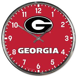 Georgia Bulldogs Clock Round Wall Style Chrome