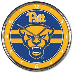 Pittsburgh Panthers Round Chrome Wall Clock