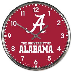 Alabama Crimson Tide Round Chrome Wall Clock