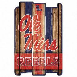 Mississippi Rebels Sign 11x17 Wood Fence Style