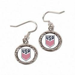 US National Soccer Earrings Round Style