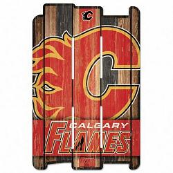 Calgary Flames Sign 11x17 Wood Fence Style